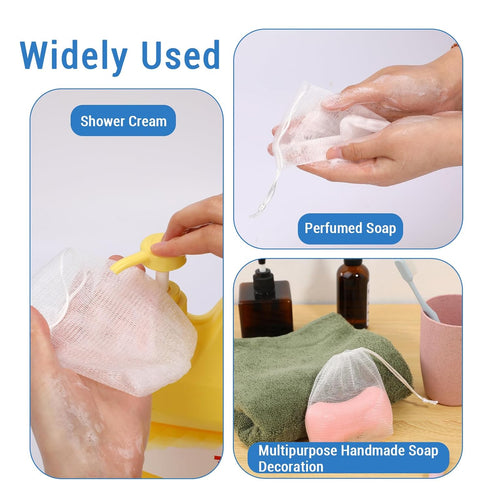20 PCS Exfoliating Mesh Soap Saver Pouch Bag Mesh Soap Bag Soap Handmade Soap Bubble Mesh Net Bags with Drawstring Mesh Foaming Net Soap Sack Bags...