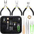 Tanstic 9Pcs Jewelry Making Tools Kit, Includes Chain Nose Pliers, Round Nose Pliers, Wire Cutter, Straight & Bent Tweezers, Jump Ring Opening Too...