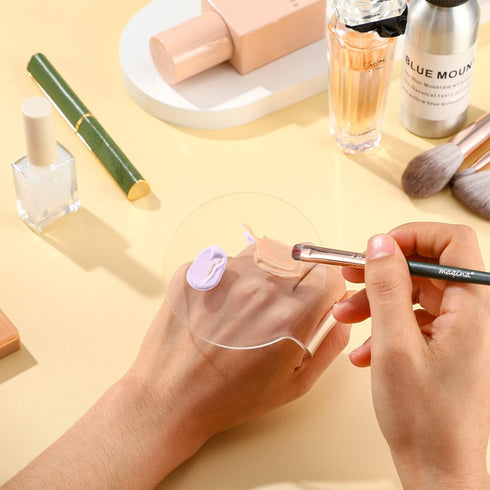 Makeup Mixing Palette 2 Pieces Handheld Makeup Mixing Tray Acrylic Foundation Mixing Tray Clear Foundation Palette Eyeshadow Makeup Hand Palette C...