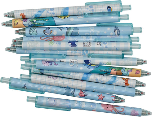 Maydahui 42 PCS Blue Sea Animal Gel Pens Cute Kawaii Pen Retractable Printing Pens Fish Octopus Dolphin Shark Turtle Crab Style Black Ink for Scho...