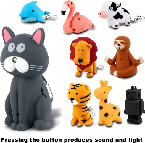 9 Pieces Nurse Flashlight Pediatric, Nurse Flashlight Keychain, Animal Flashlight Keychain Dolphin Lion Cow Cat Robot Giraffe Tiger Flamingos Slot...