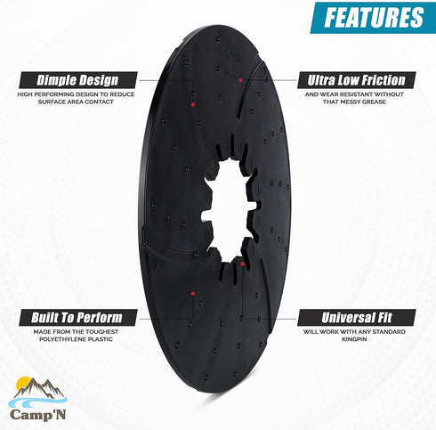 Camp'N Fifth Wheel Hitch Lube Plate - 10" Ultra Low Friction Lube Disc (Black)...