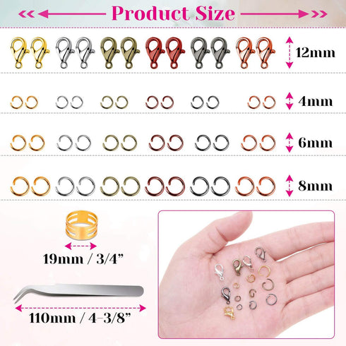 Jump Rings, Cridoz 2340Pcs Open Jump Rings and Lobster Clasps Jewelry Making Supplies Kit for Necklace and Jewelry Repair...