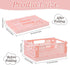4-Pack Pink Plastic Storage Crate Small Baskets for Organizing Collapsible Storage Crates for Desk Organizers,Stackable Cute Storage Bins for Clas...