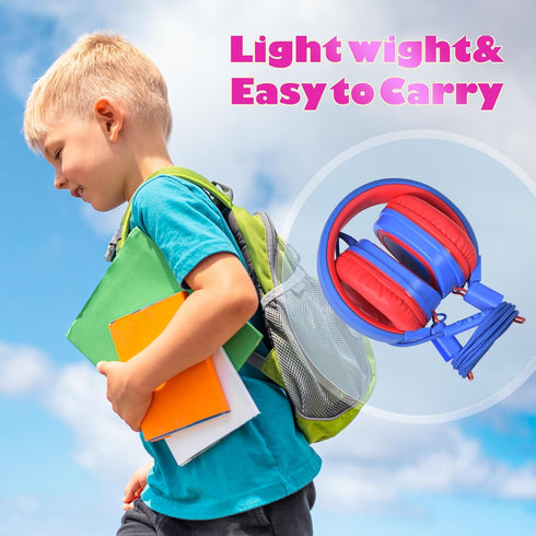 Kids Headphones for School, 2024 Upgrade USB Type C Kids Headphone with Microphone, Wired Boys Girls Headphones with Safe Limiter 85dB/95dB, Folda...