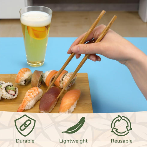 BambooMN Premium Reusable Japanese Bamboo Chopsticks, Twisted 9 inch - 6 Pairs...