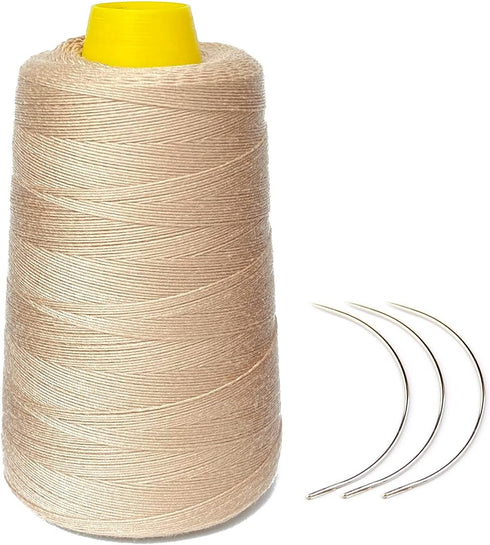 Thick Human Hair Sewing Thread with 3pcs Curl Needles Wig Making Thread 1000 Yards (Blonde) 140g...