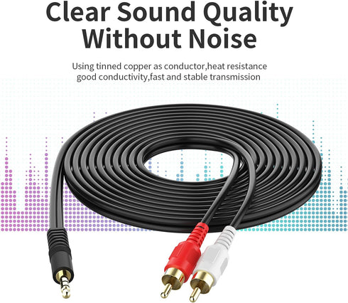 3.5mm to 2 Male RCA Cable 25FT, Stereo Audio Adapter Braided Hi-Fi Sound Auxiliary RCA Y Splitter, Metal Shell Shielded Aux RCA Y Cord Compatible ...