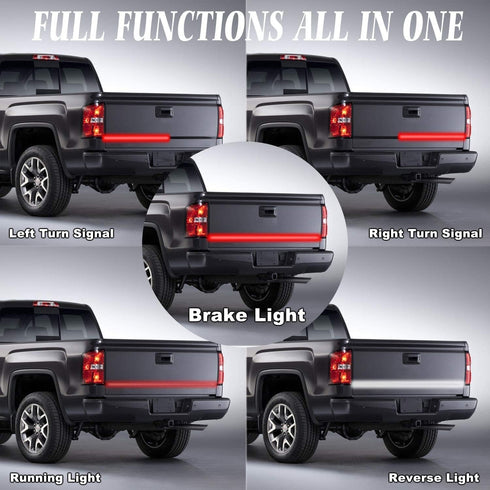 ICBEAMER Double Row 60 inch 504 pcs LED for Pick up/Truck Tailgate Light Bar Side Bed Light Strip Bar IP67 Waterproof Reverse- 5 Functions Tail/Br...