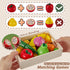 HERSITY Wooden Play Food Set Cutting Fruits and Veggies Toys for Toddlers 1-3, Pretend Play Kitchen Accessories Montessori Educational Toys for Ki...