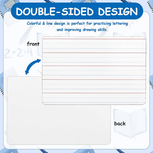 Dry Erase Lapboards with Lines Pack of 18 | 6 x 9 inch Double Sided White Boards with 18 Pens, 18 Erasers Small Mini White Dry Erase Boards for St...
