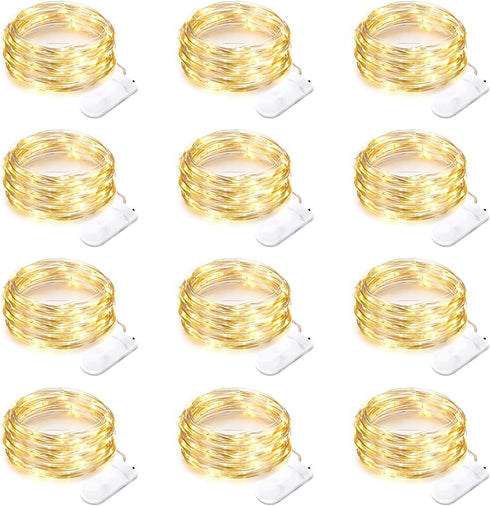 12 Pack Battery Operated Fairy String Lights 7 Feet 20 Led Waterproof Silver Wire Firefly Starry Moon Lights for Bedroom DIY Party Wedding Patio C...