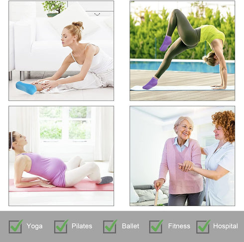 Non Slip Grip Socks, 8 Pairs Pilates Grip Socks for Women, Anti-Skid Yoga Socks with Cushion, Grippy Socks Slipper Socks for Yoga,Pilates,Pure Bar...