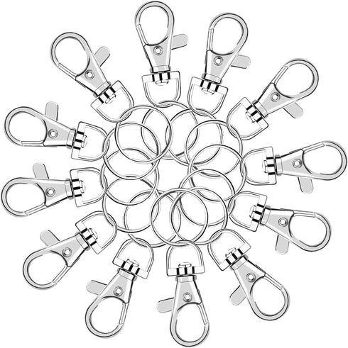 SANNIX 60PCS Lobster Claw Clasps with Key Rings, 30PCS Keychains Clips Hooks and 30PCS Key Chain Rings, Keychain Accessories, Keychain Rings for C...