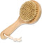 Dry Bath Body Brush with Short Handle, Natural Bristles Back Scrubber, Anti-Slip Wooden Handle for Exfoliation, Blood Circulation, and Cellulite R...