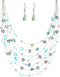 Multi-Layer Boho Shell Beaded Necklace for Women Colorful Crystal Strand with Silver Beads Statement Collars Necklace and Earrings Costumes Jewelr...