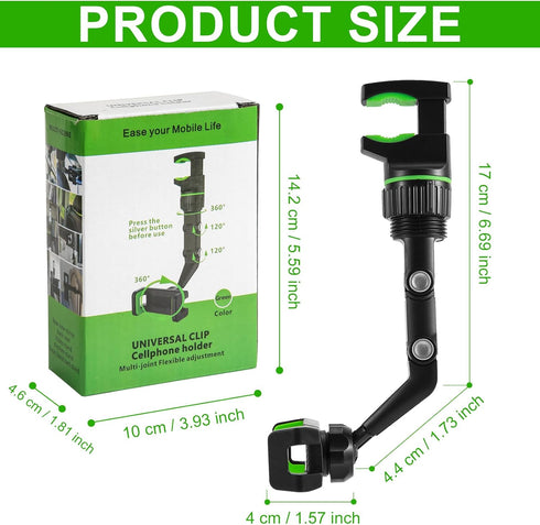 Rotatogrip Phone Holder, 360 Degree Rotatable Rotato Grip Cell Phone Holder Multifunctional Rotato Grip Phone Mount Car Phone Holder Rearview Mirr...