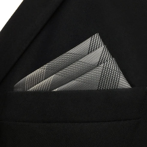 S&W SHLAX&WING Ties for Men Necktie Gray Check Extra Long Matching Pocket Square...