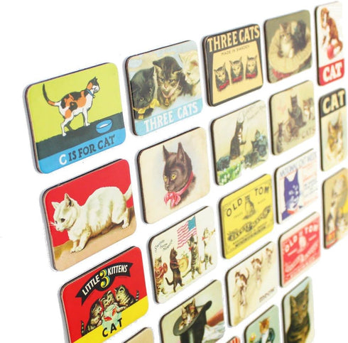 Cat Fridge Magnets Refrigerator Magnet Magnetic Souvenirs Mini Small Vintage Retro for Stainless Steel Board Kitchen car Office Set of 24...