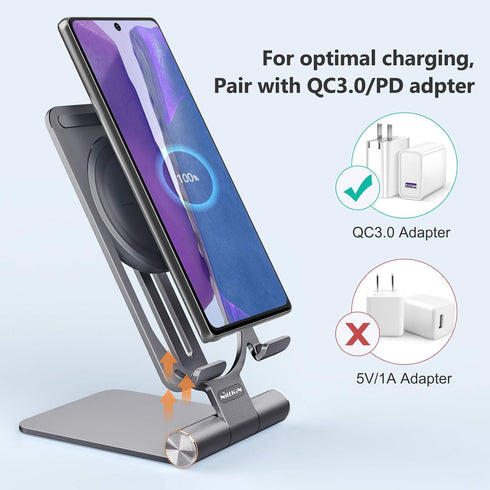 Nillkin Fast Wireless Charger - Metal Foldable and Adjustable Wireless Charging Stand for iPhone 15 14 13 12, Samsung Galaxy S24 S23 S22 S21 Ultra...