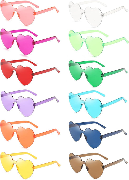 Heart Shaped Sunglasses Rimless Colorful Heart Glasses Bachelorette Party Favors (Mixed Colors)...