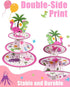 WERNNSAI Dinosaur Cupcake Stand - 3-Tier Pink Dinosaur Birthday Party Decorations for Girls Cardboard Dino Cupcake Holder Dessert Tower Round Serv...