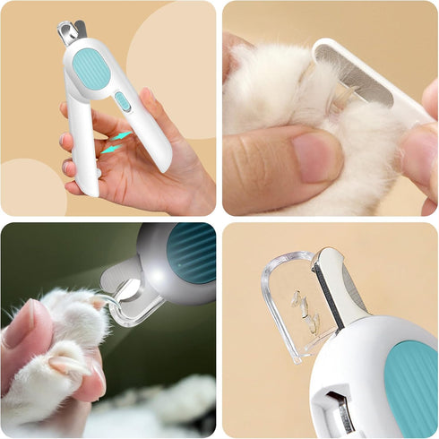 Odoland Cat Nail Clipper with LED Light and Nail File, Dog Claw Trimmer with Bright Light to Avoid Excessive Cutting - Pet Grooming Tool for Tiny ...
