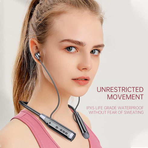 Bluetooth Headphones Neckband 100 Hours Extra Long Playback with Microphone Headset, 4 Speakers Heavy Bass Noise Reduction in Ear Wireless Earbuds...