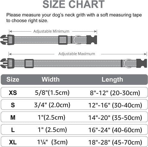 Joytale Reflective Dog Collar,Soft Neoprene Padded Breathable Nylon Pet Collar Adjustable for Large Dogs,Gray,L...
