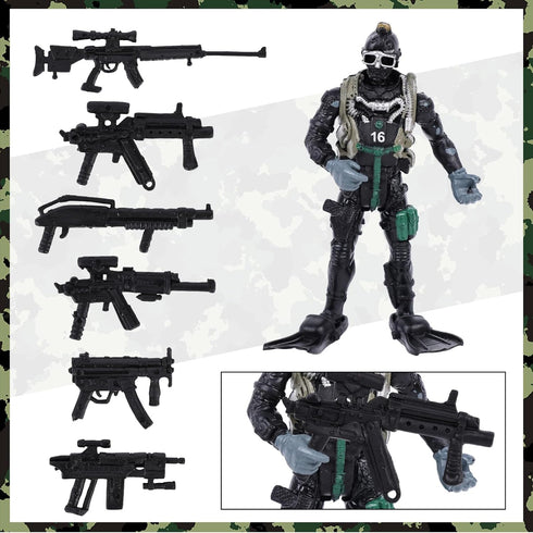 AMOR PRESENT 6PCS Army Men Soldiers, Army Men Action Figure with Weapon Military Soldier Playset Army Toy Set for Kids Boys Birthday Gift Grey...