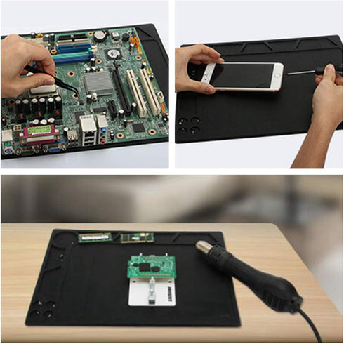Soldering Mat, 13.4inch x 9.5inch Work Mat, Heat Resistant Mat for Phone Repair, Heat Gun, Workbench, Table, Disassembly, Electronics, Circuit Boa...