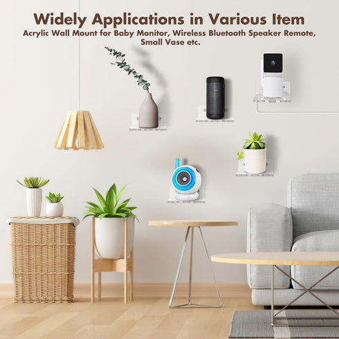 2Pack Acrylic Wall Mount Bracket (Upgrade Version) for Wyze Cam Pan V3, Wyze Cam Pan V2, Adhesive Small Wall Shelf for Security Cameras, Speakers,...