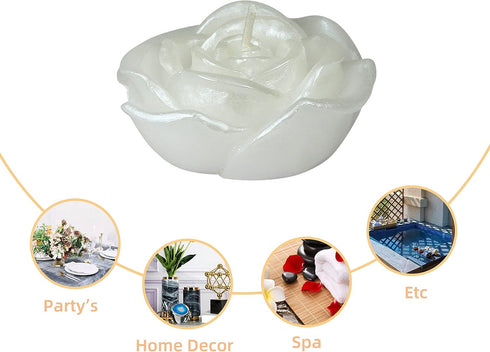 Zest Candle 12-Piece Floating Candles, 3-Inch, White Rose...