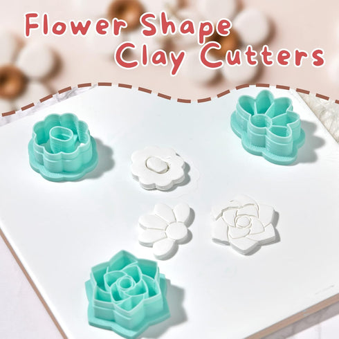 TAINSKY Flower Shape Polymer Clay Cutters set, 12 Shapes Clay Earrings Cutters for Polymer Clay Jewelry, Plastic Clay Earring Cutters for Polymer ...