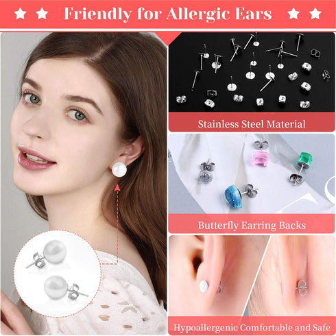 Hypoallergenic Earring Making Kit, Thrilez 3080Pcs Earring Supplies Kit includes Earring Hooks, Earring Backs, Jump Rings, Eye Pins, Earring Posts...