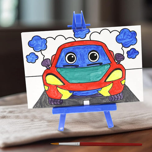 VKPI Canvas Painting Set with Mini Easel for Kids, Watercolor Art Supplies Kit with 3 Pre Drawn Canvases, 3 Plastic Easels, Paint Pots and Brushes...