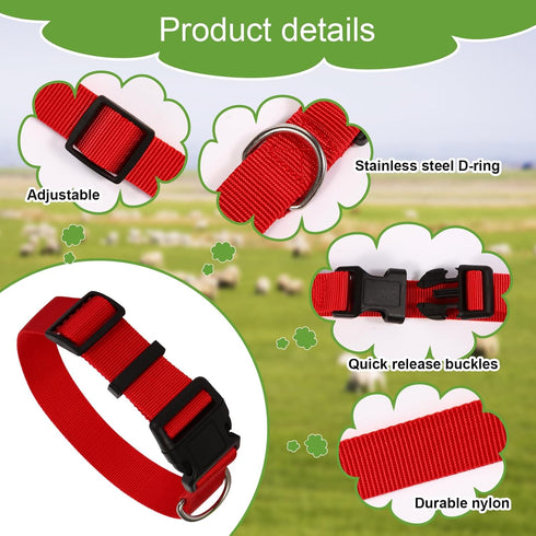 5 Pack Goat Collar with Bell, Adjustable Nylon Collar Set, Anti-Lost Loud Grazing Copper Bells for Small Farm Animal Cow Sheep Accessories...
