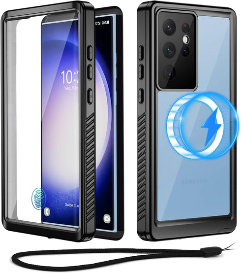 Beeasy for Samsung Galaxy S23 Ultra Waterproof Case Compatible with MagSafe - 360 Degree Outdoor Protective Case Magnetic Phone Case, Shockproof D...