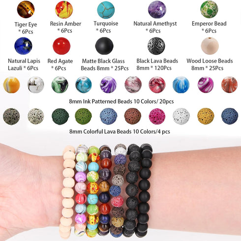 JOJOPLAY Lava Beads and Natural Stone Beads Kit with Jewelry Finding Spacer Beads for Bracelet Necklace Jewelry Making DIY Crafts Supplies (1150Pc...