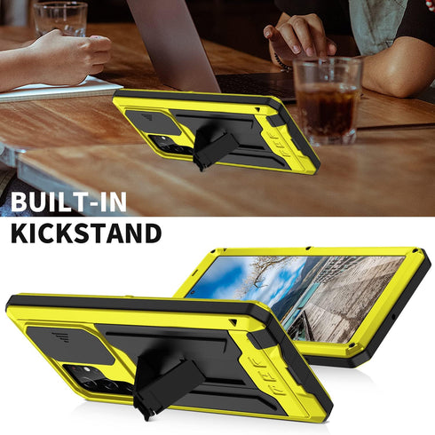 Samsung Galaxy S22 Ultra 5G 2022 Rugged case with Screen Protector Stand Camera Slide Cover for Samsung S22 Ultra Metal Military Sturdy Armour Sho...