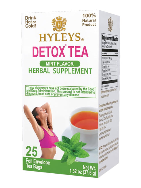 Hyleys Detox Tea for Cleanse - Green Tea with Mint, Ginger & Fennel - Supports Digestion & Detox - 25 Tea Bags (1 Pack)...