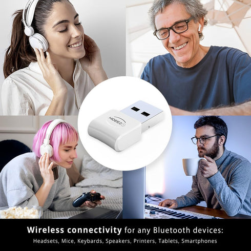 USB Bluetooth Adapter for PC, macOS, Linux, ChromeOS, Raspberry Pi – Low Energy, Long Range Bluetooth Adapter for Mouse, Keyboard, Headphones, Spe...