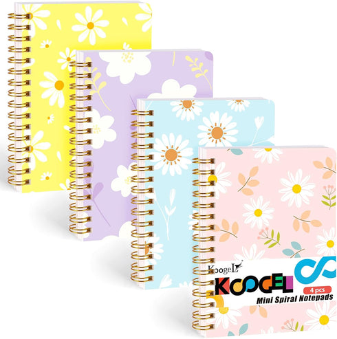 Koogel 4PCS Spiral Notebook Journals, A6 Pocket Notebooks College Ruled Notebooks for Women Gift Office School Supplies...