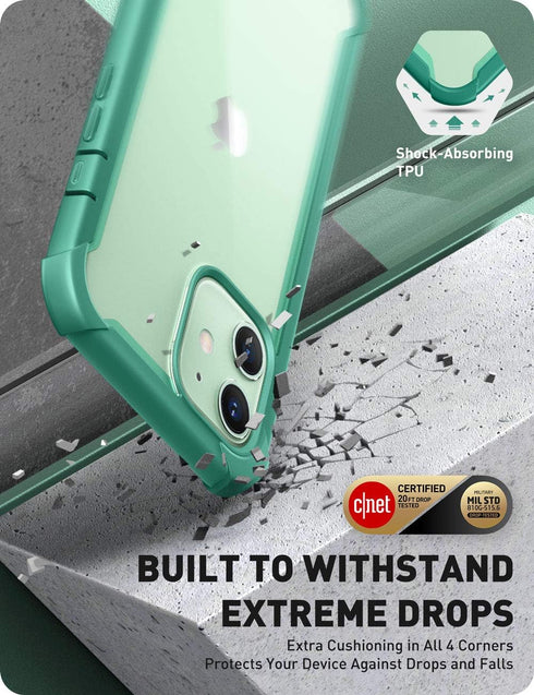 i-Blason Ares Case for iPhone 12, iPhone 12 Pro 6.1 Inch (2020 Release), Dual Layer Rugged Clear Bumper Case with Built-in Screen Protector(MintGr...