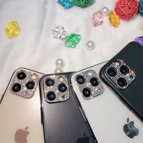 2 Pack Camera Lens Cover Compatible with iPhone 12 pro max 3D Glitter Bling Diamond Camera Lens Cover Sticker Protector Accessories(Gold)...