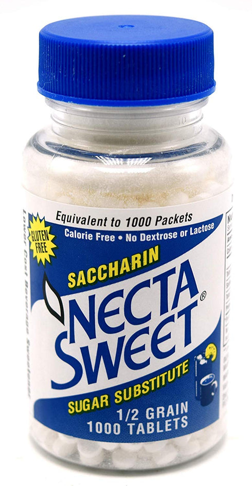Necta Sweet Saccharin Tablets, 1/2 Grain, 1000 Tablet Bottle (Pack of 2)...