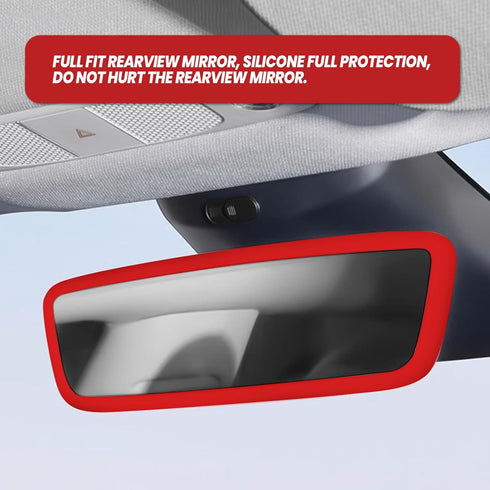 Car Rear View Mirror Silicone Protector Cover, Compatible with Model 3/Y, Auto Interior Mirror Decoration Frame, Car Accessories (Red)...