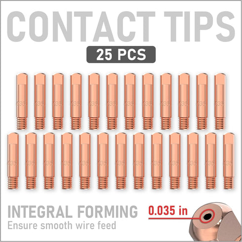 YESWELDER 25-pk MIG Welding Contact Tip 11-35 (0.035") for Lincoln Tweco MIG Guns 100L Mini...