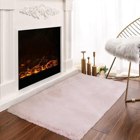 Latepis Light Pink Small Faux Rabbit Rugs 2x3 Washable Furry Rug Soft Fluffy Non-Slip Throw Rug for Living Room, Bedroom, Nursery, Chair Seat Cove...