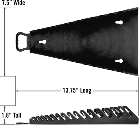 Ernst Manufacturing 5189 15-Wrench Reverse Gripper Portable Wrench Organization - Durable Flexible Grip, Fits 1/4" to 1 1/8" & 6-20 mm, Black...